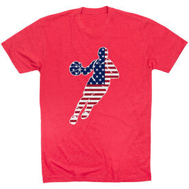 Basketball T-Shirt Short Sleeve - Basketball Stars and Stripes Player