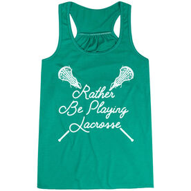 Girls Lacrosse Flowy Racerback Tank Top - Rather Be Playing Lacrosse