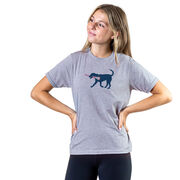 Girls Lacrosse Short Sleeve T-Shirt LuLa the Lax Dog (Blue)