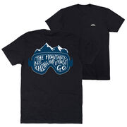 Skiing Short Sleeve T-Shirt - The Mountains Are Calling (Back Design)