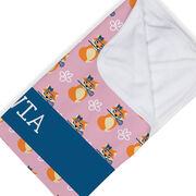 Girls Lacrosse Baby Blanket - Lax Fox Pattern