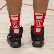 Team Number Woven Mid-Calf Socks - Red