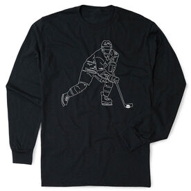 Hockey Tshirt Long Sleeve - Hockey Player Sketch