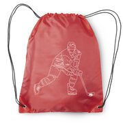 Hockey Drawstring Backpack - Hockey Player Sketch