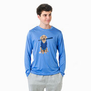 Baseball Long Sleeve Performance Tee - Dinger the Baseball Dog