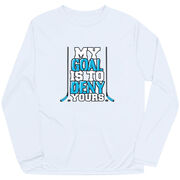 Hockey Long Sleeve Performance Tee - My Goal Is To Deny Yours Hockey (Blue/Black)