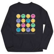 Softball Long Sleeve Performance Tee - Softball Makes Me Happy