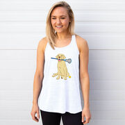 Girls Lacrosse Flowy Racerback Tank Top - Chase The Lax Dog