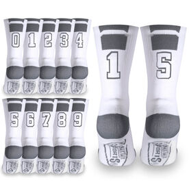 Team Number Woven Mid-Calf Socks - White/Gray (2019)