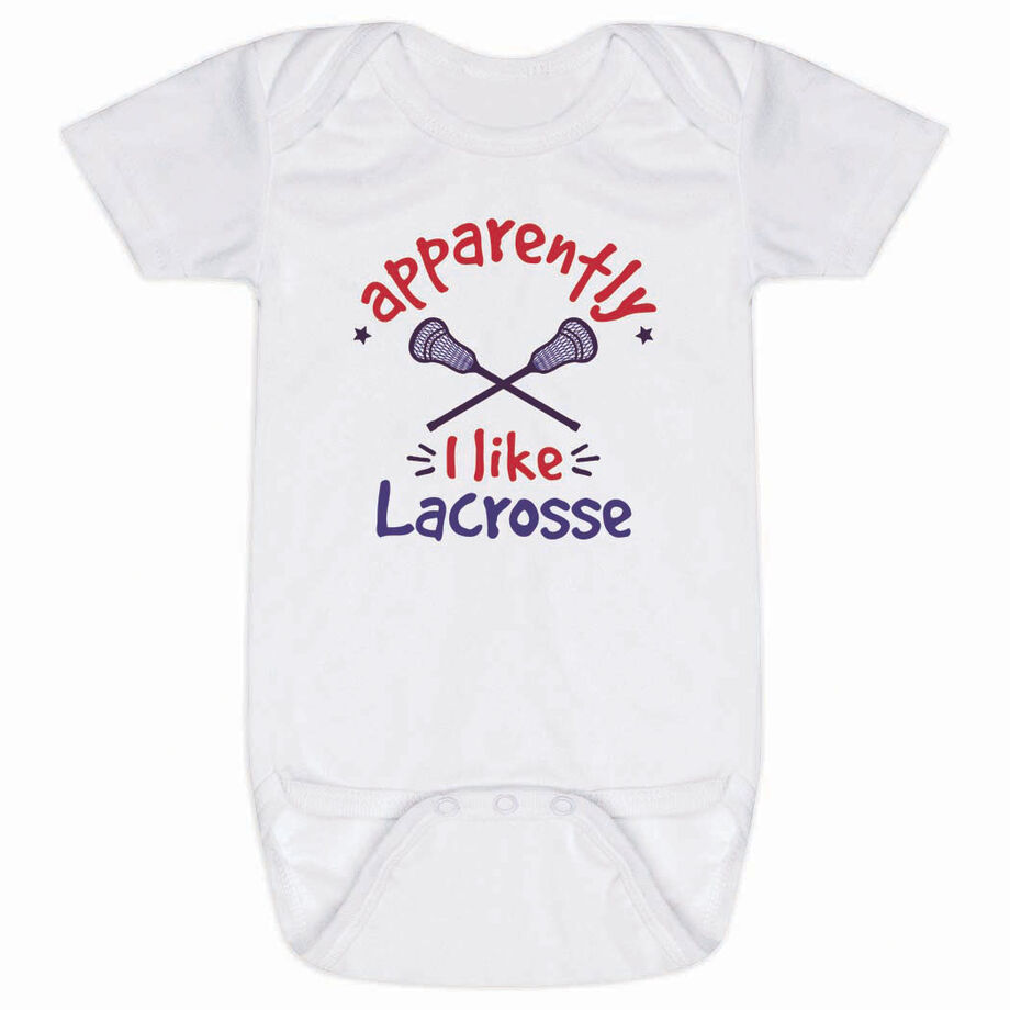 Guys Lacrosse Baby One-Piece - Apparently, I Like Lacrosse