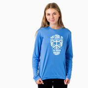 Hockey Long Sleeve Performance Tee - My Goal is to Deny Yours Goalie Mask