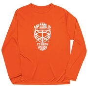 Hockey Long Sleeve Performance Tee - My Goal is to Deny Yours Goalie Mask