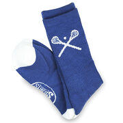 Lacrosse Woven Mid-Calf Socks - Crossed Sticks (Blue)