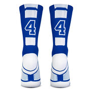 Team Number Woven Mid-Calf Socks - Blue