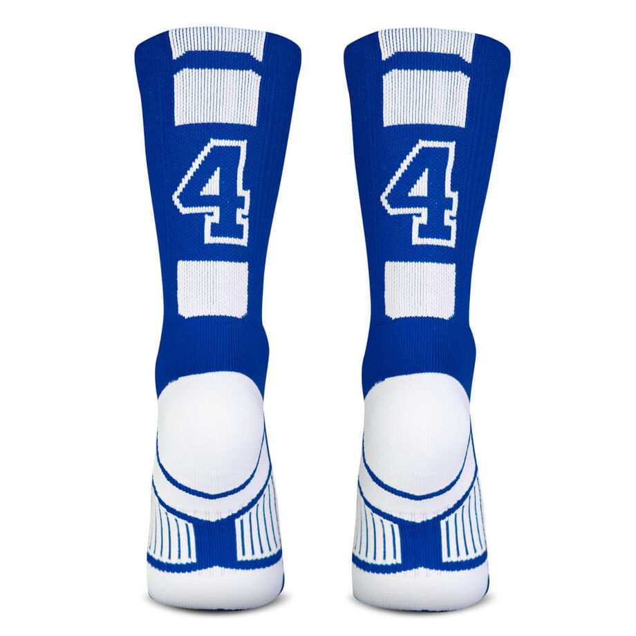Team Number Woven Mid-Calf Socks - Blue