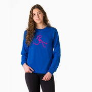 Field Hockey Tshirt Long Sleeve - Neon Field Hockey Girl