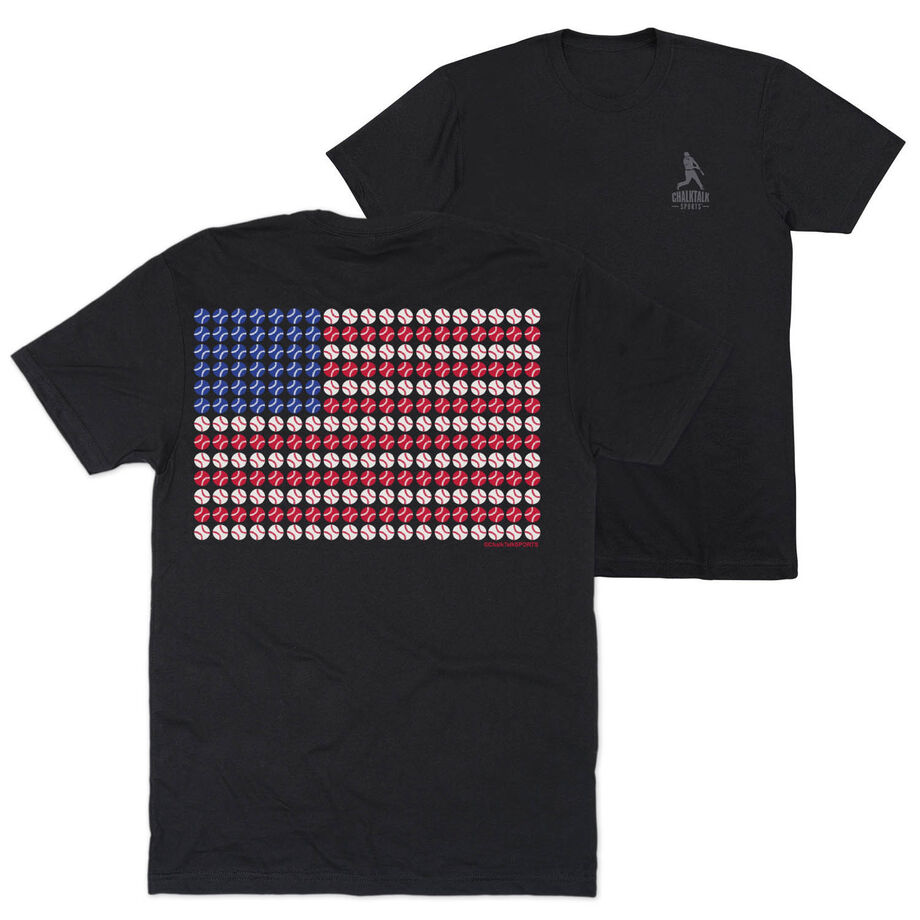 Softball/Baseball Short Sleeve T-Shirt - Patriotic Baseball (Back Design)