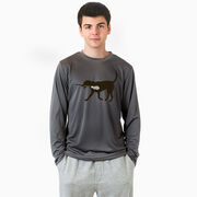 Guys Lacrosse Long Sleeve Performance Tee - Max The Lax Dog