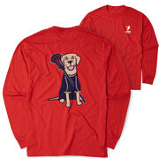 Guys Lacrosse Tshirt Long Sleeve - Riley The Lacrosse Dog (Back Design)
