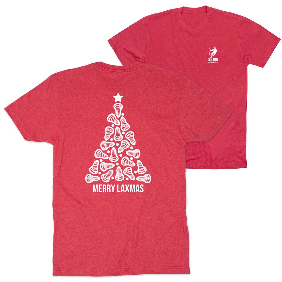 Lacrosse Short Sleeve T-Shirt - Merry Laxmas Tree (Back Design)