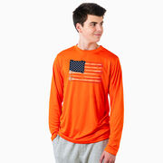 Guys Lacrosse Long Sleeve Performance Tee - American Flag