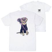 Girls Lacrosse Short Sleeve T-Shirt - Lily The Lacrosse Dog (Back Design)