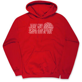 Volleyball Hooded Sweatshirt - Just Spikin' It [Youth Medium/Red] - SS