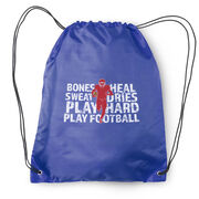 Football Drawstring Backpack Bones Saying