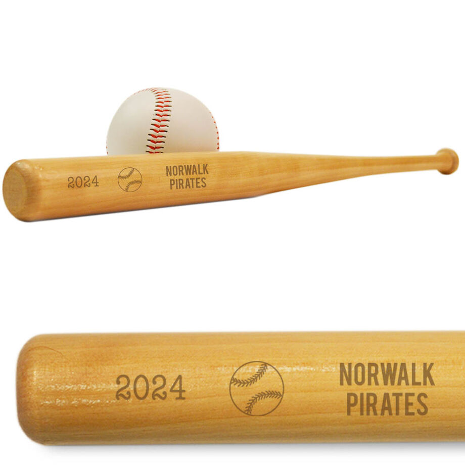 Team Name, Season and Date Mini Engraved Baseball Bat