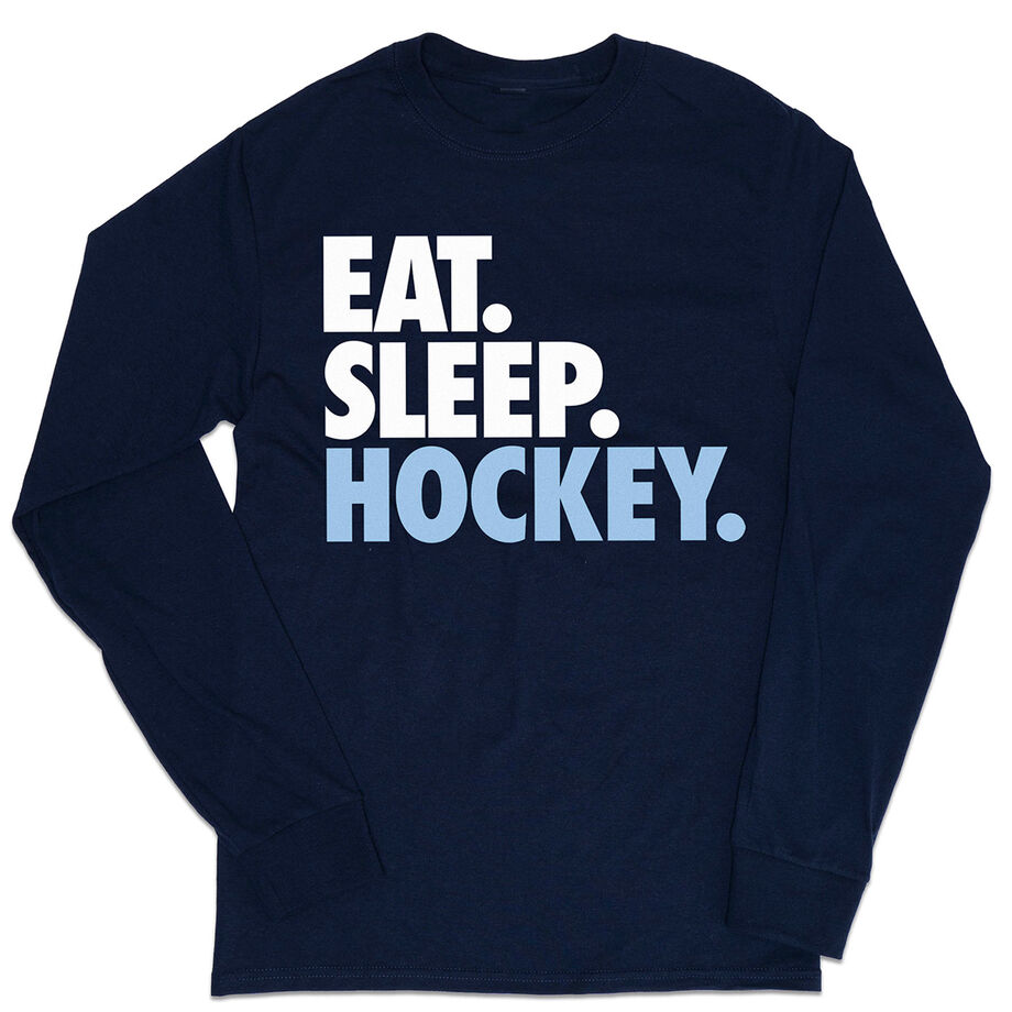 Hockey Tshirt Long Sleeve - Eat. Sleep. Hockey - Personalization Image