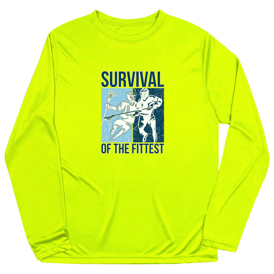 Guys Lacrosse Long Sleeve Performance Tee - Survival of the Fittest