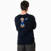 Guys Lacrosse Crewneck Sweatshirt - Laxer the Lacrosse Dog (Back Design)