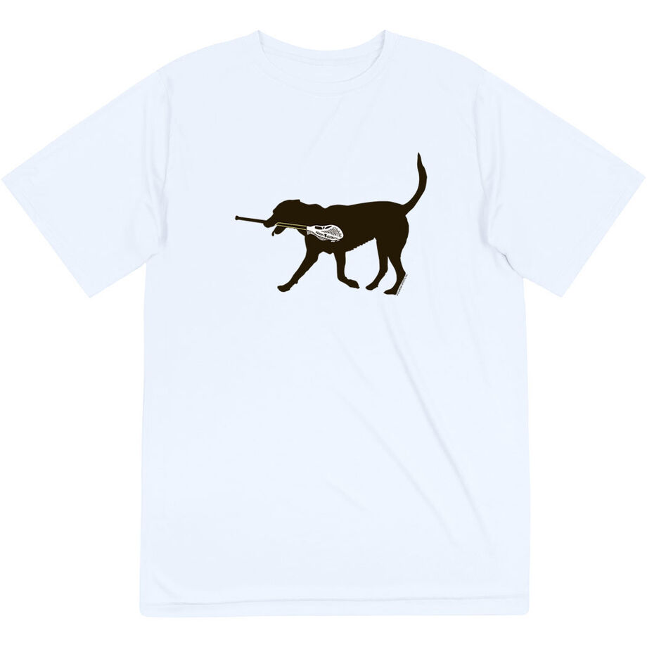 Guys Lacrosse Short Sleeve Performance Tee - Max The Lax Dog