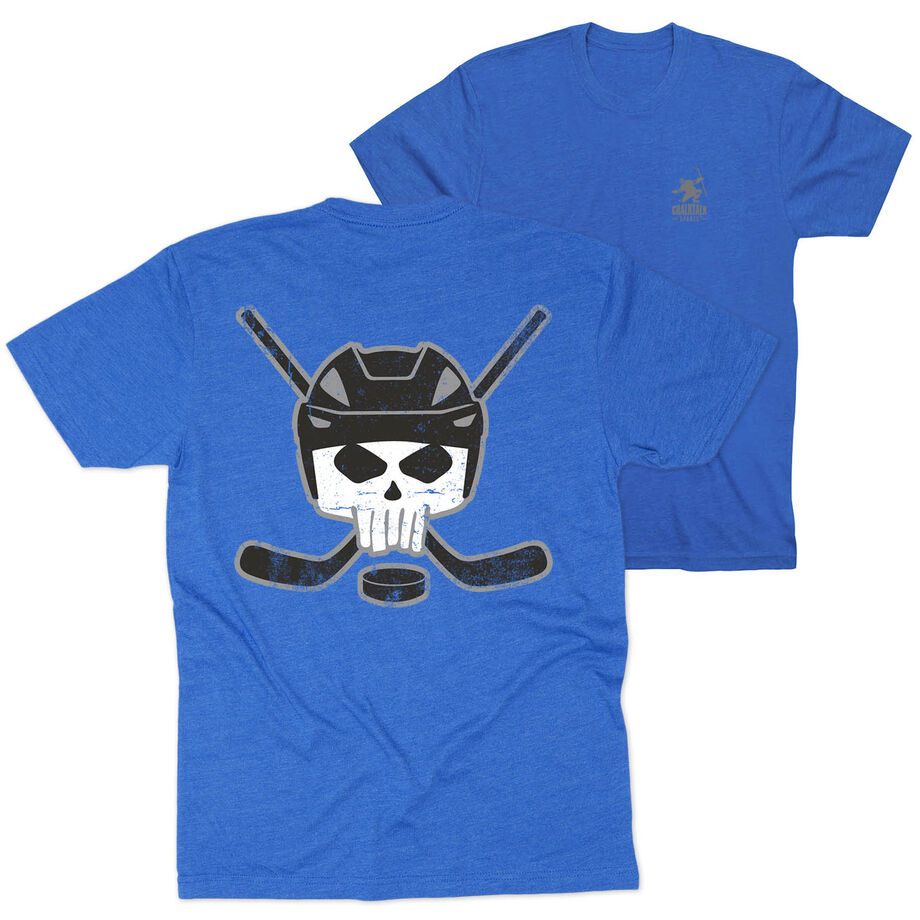 Hockey Short Sleeve Tee - Hockey Helmet Skull (Back Design)