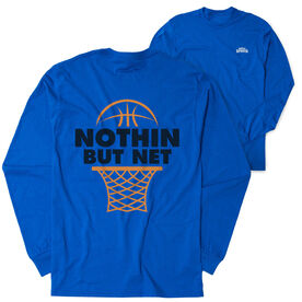 Basketball Tshirt Long Sleeve - Nothin But Net (Back Design) [Youth Small/Royal] - SS