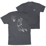 Basketball Short Sleeve T-Shirt - Basketball Player Sketch (Back Design)