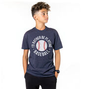 Baseball T-Shirt Short Sleeve - I'd Rather Be Playing Baseball Distressed