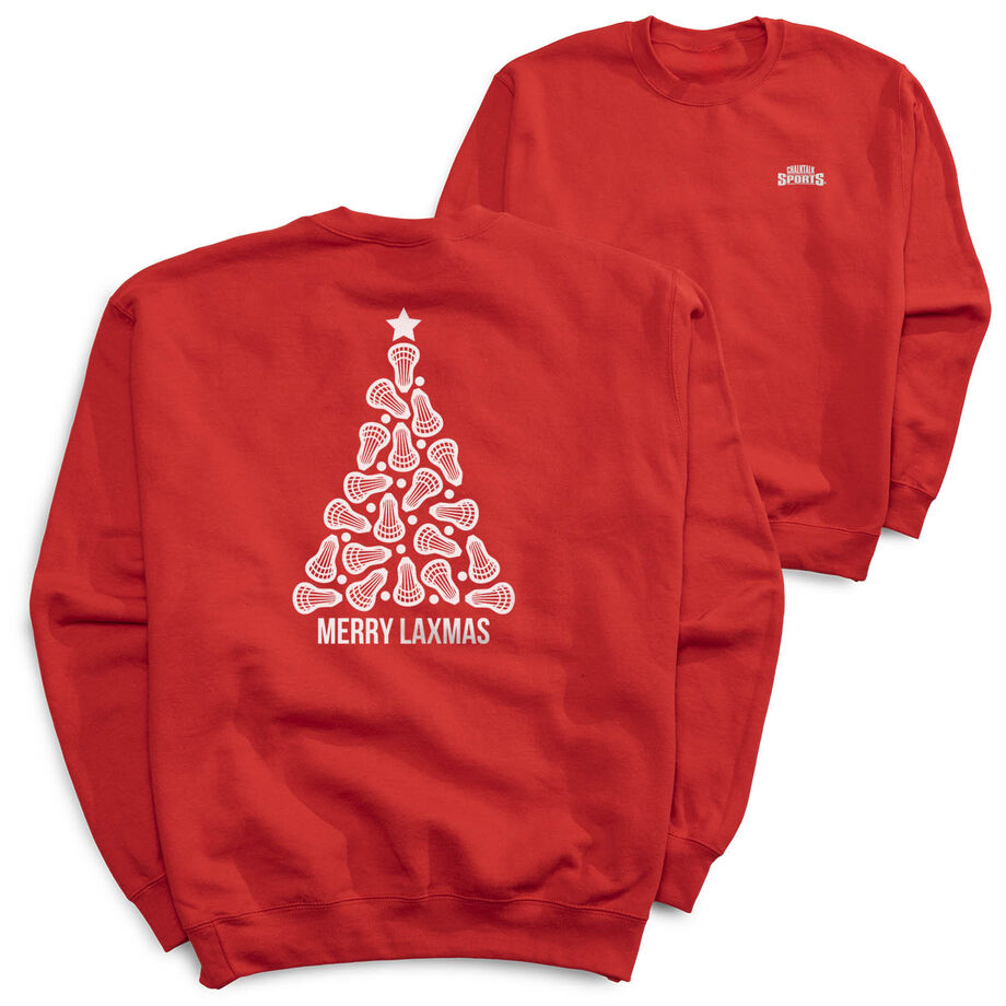 Lacrosse Crewneck Sweatshirt - Merry Laxmas Tree (Back Design)