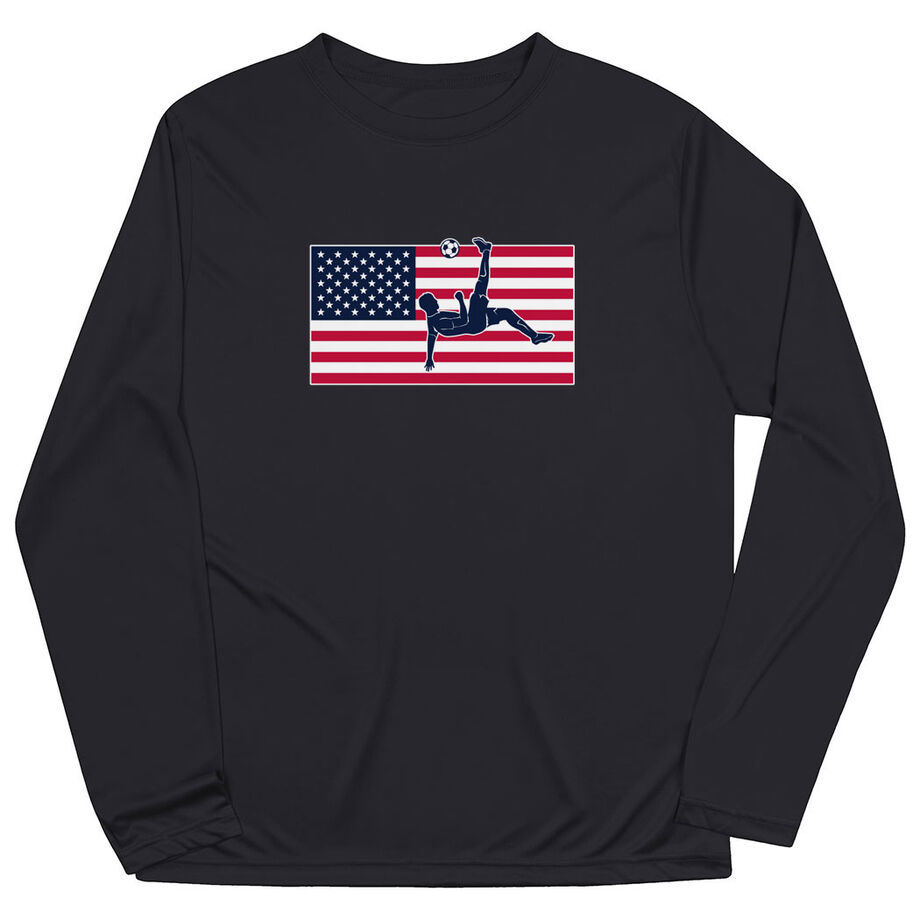 Soccer Long Sleeve Performance Tee - Patriotic Soccer