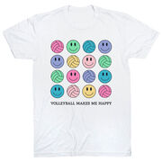 Volleyball Short Sleeve T-Shirt - Volleyball Makes Me Happy