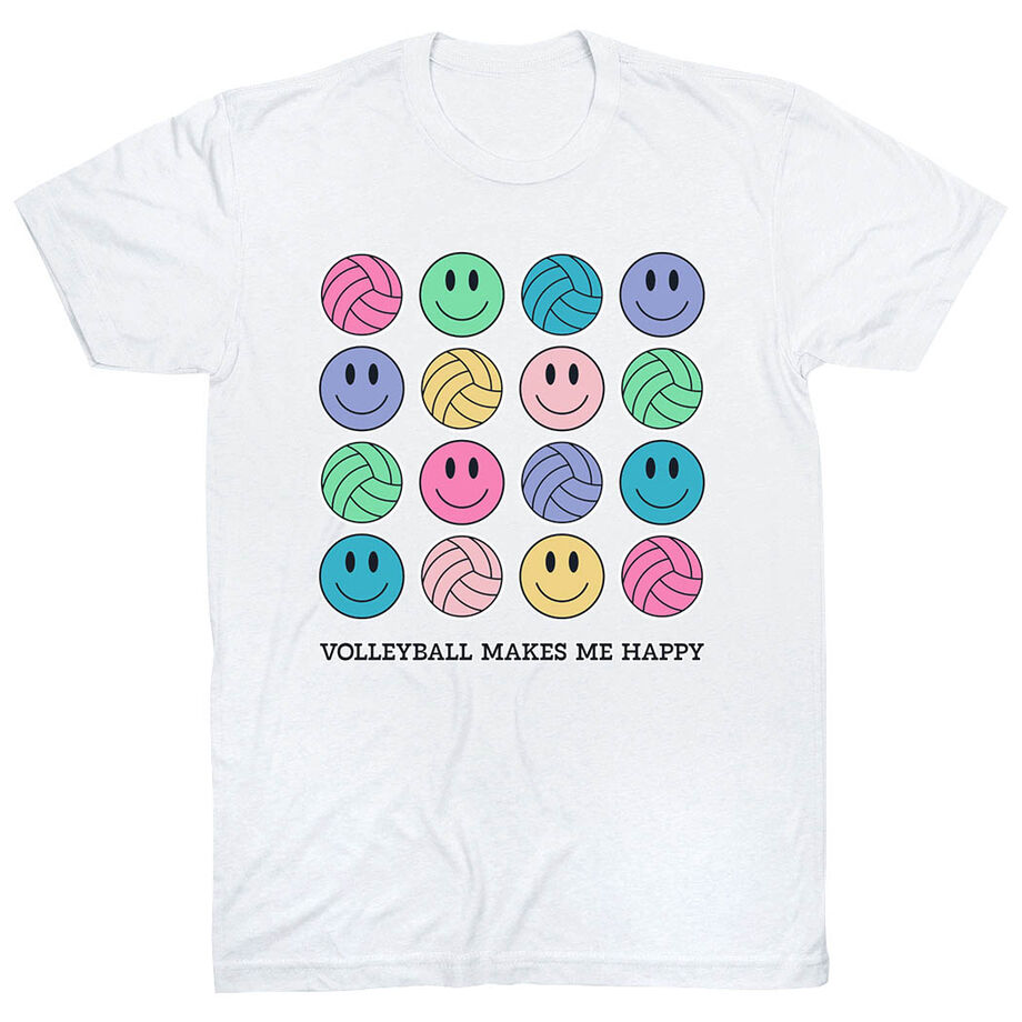 Volleyball Short Sleeve T-Shirt - Volleyball Makes Me Happy