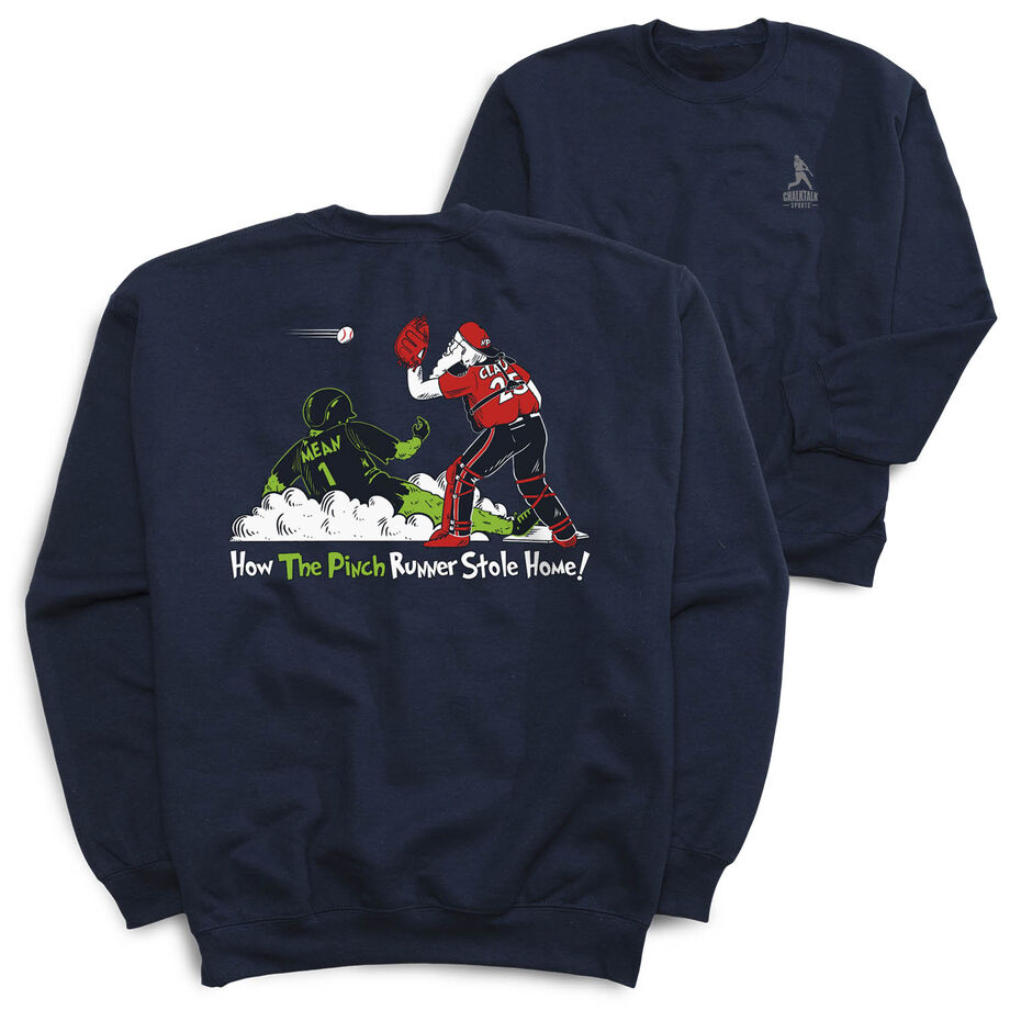 Baseball Crewneck Sweatshirt - How The Pinch Stole Home (Back Design)
