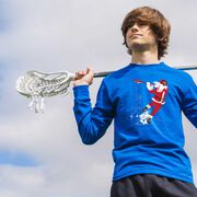 Guys Lacrosse Tshirt Long Sleeve - Santa Laxer