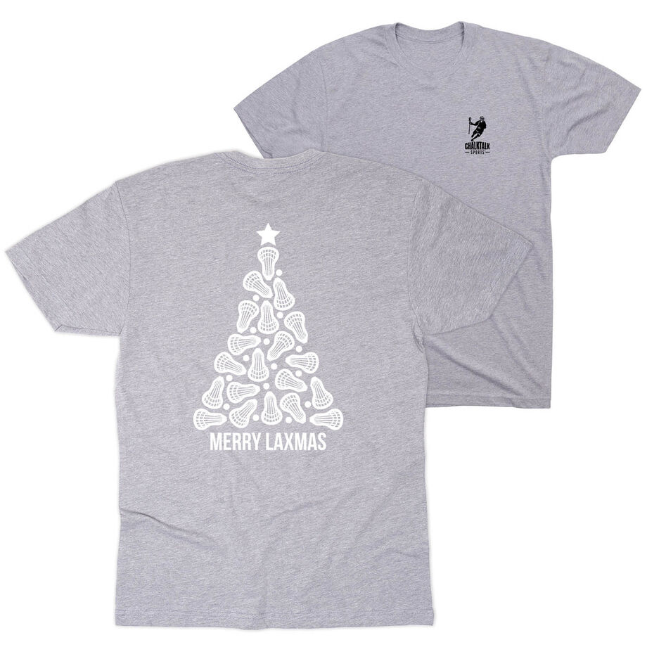 Lacrosse Short Sleeve T-Shirt - Merry Laxmas Tree (Back Design)