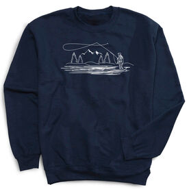 Fly Fishing Crewneck Sweatshirt - Fly Fishing Sketch