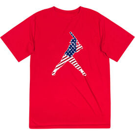 Softball Short Sleeve Performance Tee - Softball Stars and Stripes Player