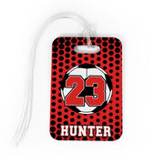 Soccer Bag/Luggage Tag - Personalized Soccer Ball with Dots Background