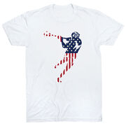 Guys Lacrosse Short Sleeve T-Shirt - American Flag Silhouette