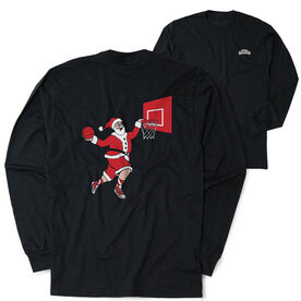 Basketball Tshirt Long Sleeve - Slam Dunk Santa (Back Design)