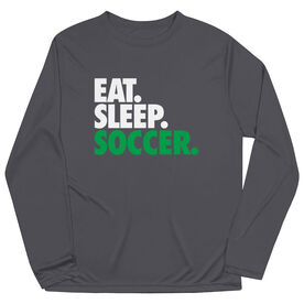 Soccer Long Sleeve Performance Tee - Eat. Sleep. Soccer. [Adult X-Small/Graphite] - SS